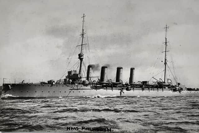 Heavily salvaged after the war, Falmouth’s wreckage sits in 16 to 21 metres of water. Postcard courtesy of Aled Jones