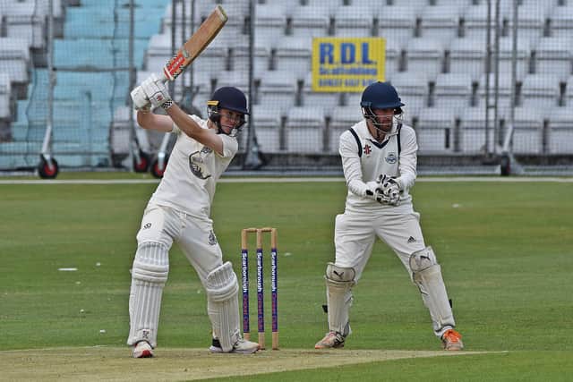 Ben Squires struck a brilliant 91 in Scarborough's narrow loss at home to Sutton-on-Hull. Photo by Simon Dobson