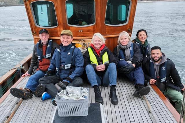 The cast of Whitby Rebels on a boat trip in Scarborough’s South Bay (Credit: Tony Bartholomew)