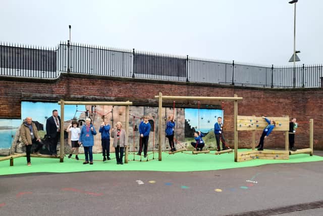 Pupils at Gladstone Road Primary School are currently enjoying the use of a recently installed “Trim Trail” in the upper school’s playground.