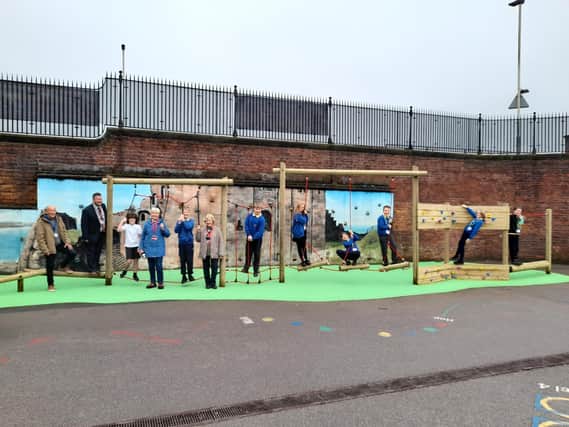 Pupils at Gladstone Road Primary School are currently enjoying the use of a recently installed “Trim Trail” in the upper school’s playground.