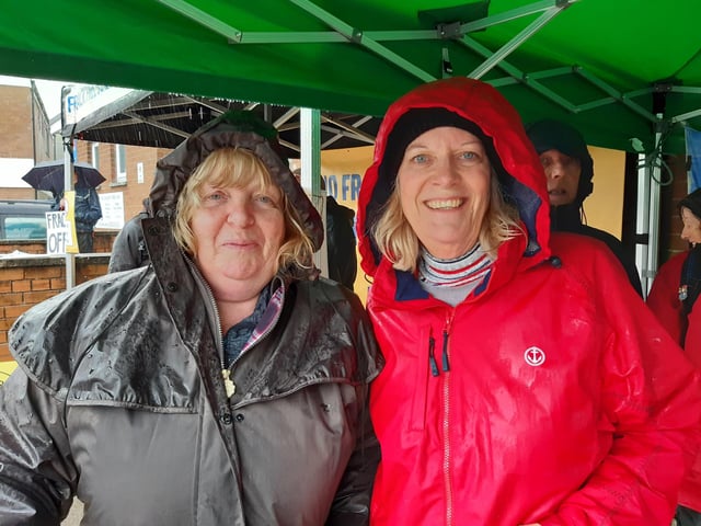 Alison Willis (left) and Debbie Green (right) at the Burniston anti-fracking demo