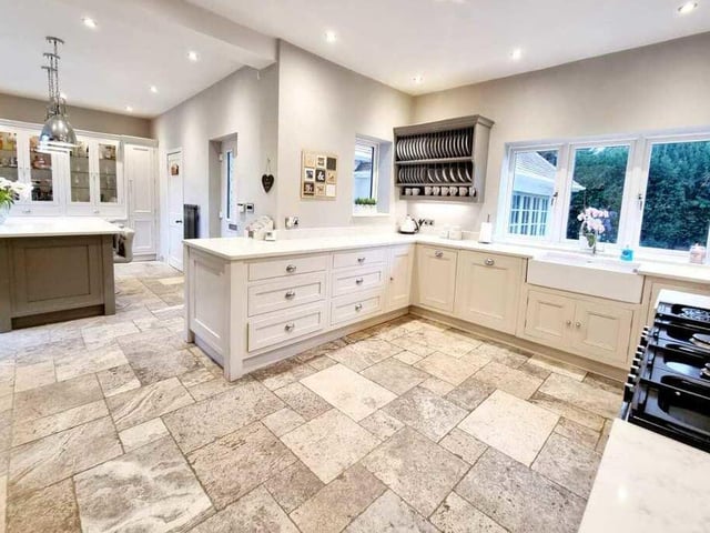 The spacious open plan kitchen with diner.