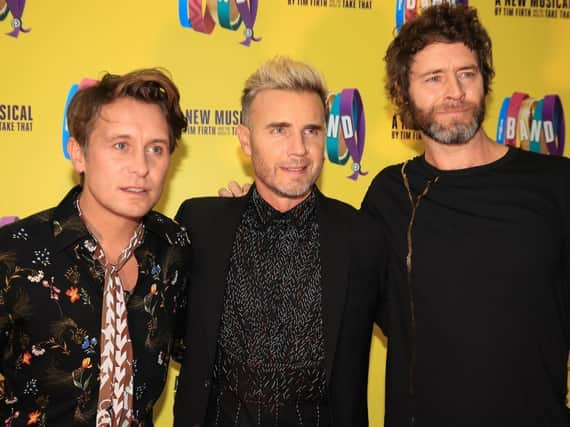 Mark Owen, Gary Barlow, and Howard Donald of Take That, who have announced a huge UK arena tour