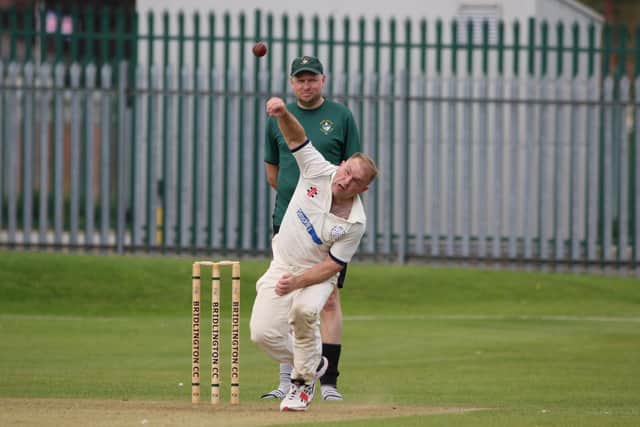 James Wilson in bowling action for Snainton at Brid 2nds.