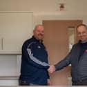 Paul Exley, Scarborough Athletic Football Development Director and Mick Merrygold, Manager of Howdens Scarborough.