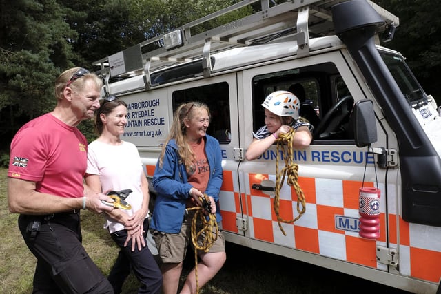 Leni visits the Mountain Rescue team with Paul Collins wife Susan and Sam Debelle.