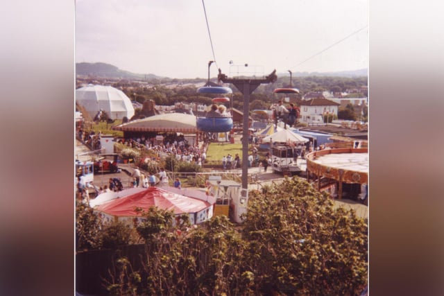 A view of Mr Marvels amusement park from the North Bay chairlift.