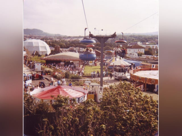 A view of Mr Marvels amusement park from the North Bay chairlift.