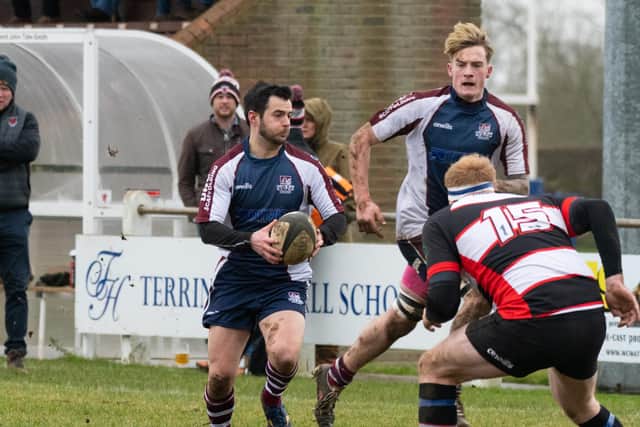 Joe Davies scored the third and final try in Scarborough RUFC's loss against Moortown at Yarnbury last weekend