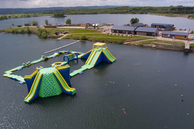An aerial shot of the North Yorkshire Water Park, which is located at Wykeham Lakes near Scarborough.