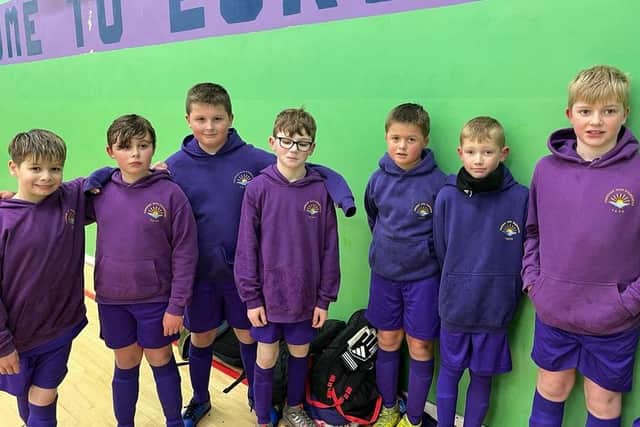 Hawsker School footballers who will compete in the Barclays Shield at Whitby Town's ground.