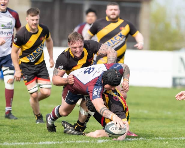 Skipper Sam Dawson touches down for a try for Scarborough. Photo by Andy Standing