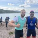 Whitby Coastal Rowing Club Captain Marc Wilson with Danish rower Johan Berg.
