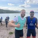 Whitby Coastal Rowing Club Captain Marc Wilson with Danish rower Johan Berg.