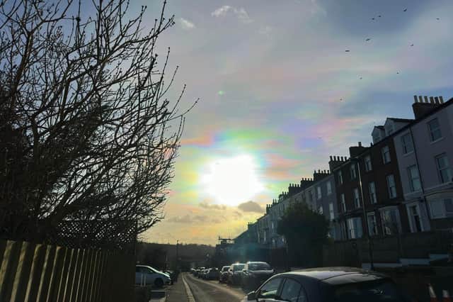Rainbow clouds over Whitby, picture by Fred Witney.