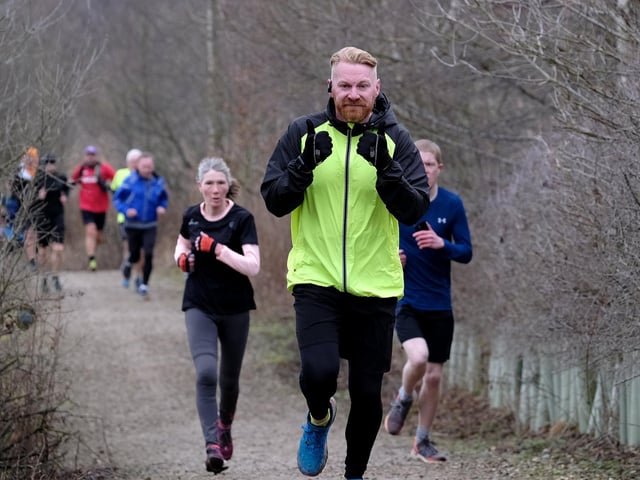 This runner is giving the thumbs-up at the North Yorkshire Water Park Parkrun