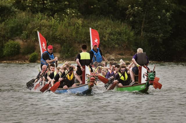 Dragon Boat racing at Wykeham Lakes in 2023