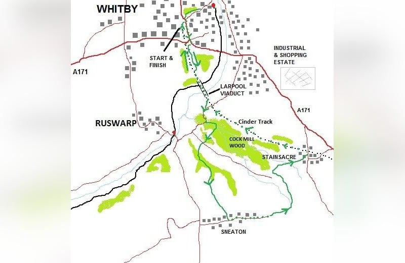 Map of the Stainsacre, Sneaton and Ruswarp walk.