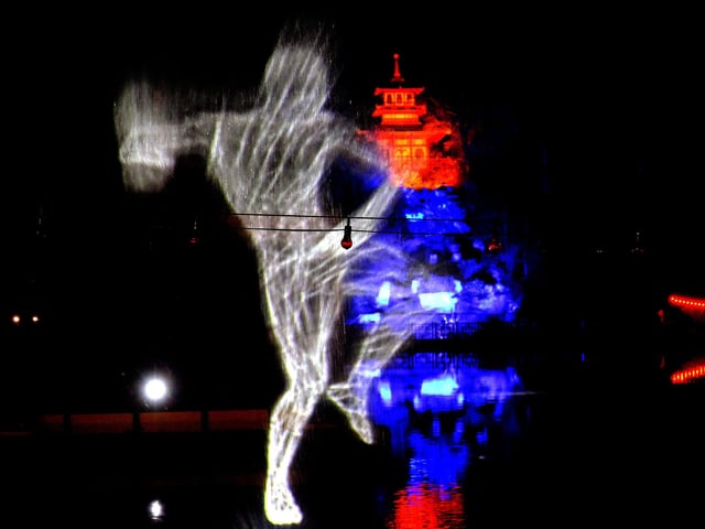 Projection on the lake with water.