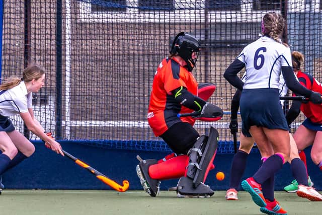 Whitby Ladies net their goal in the 5-1 home loss to Whitley Bay. PHOTOS BY BRIAN MURFIELD