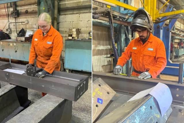Rhionne Wilkin and Ross Woodhead, apprentices at William Hare.