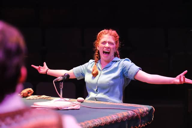 Lucy Keirl plays 13 characters in Murder for Two