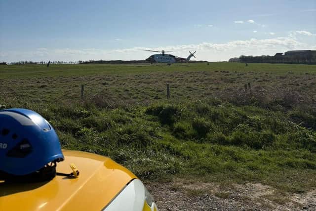 The Coastguard Rescue Helicopter was called into action after conditions were deemed too unsafe for the lifeboat to retrieve the duo.