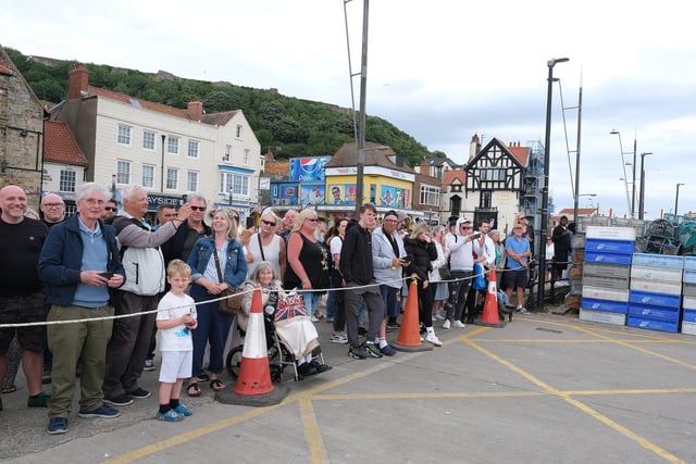 Visitors gather to see the vessel.