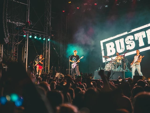Busted on stage.
