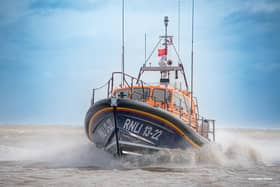 Bridlington RNLI all-weather boat Antony Patrick Jones returns from Storm Boelo tasking. Photo credit: RNLI/Mike Milner.