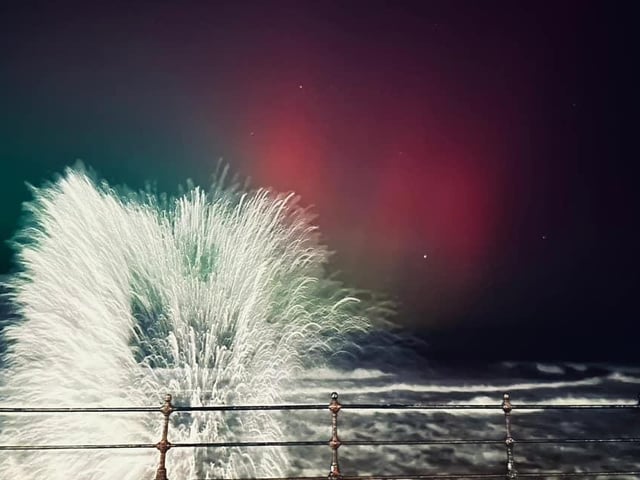 Incredible action shot of waves crashing in Scarborough.