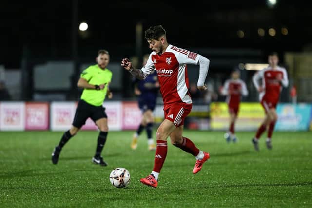 Stephen Walker made his debut as Scarborough Athletic won 2-0 at home to Radcliffe. Photo by Zach Forster