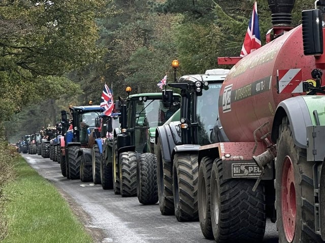 Line of tractors in the tractor run.