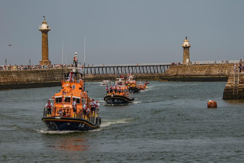 Lois Ivan is led into Whitby harbour by the Trent class George and Mary Webb.
picture: Deborah McCarthy.