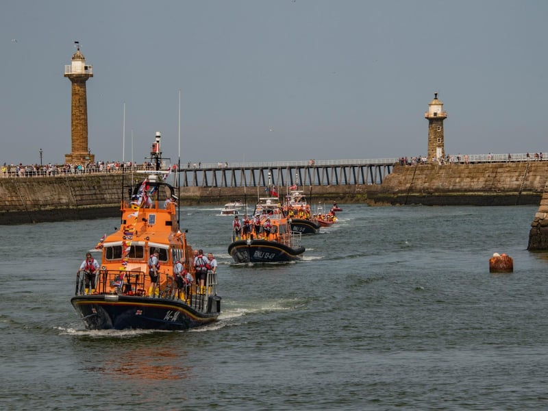 Lois Ivan is led into Whitby harbour by the Trent class George and Mary Webb.
picture: Deborah McCarthy.