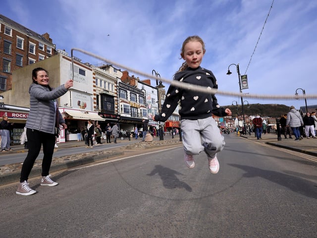 Skipping fun on the seafront