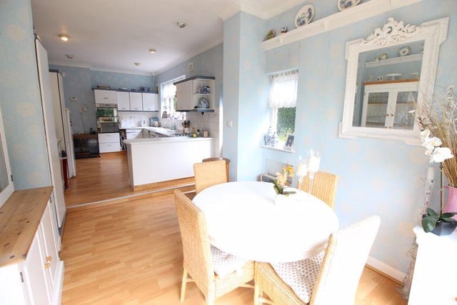 The open-plan dining area and breakfast kitchen.