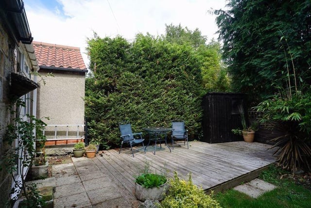 A sheltered decked seating area