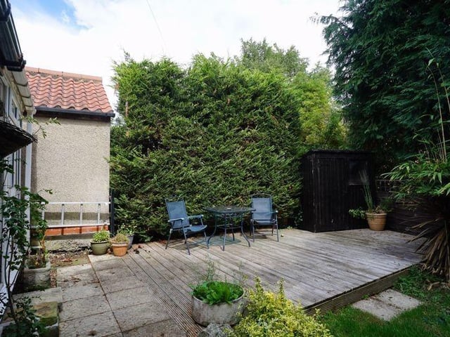 A sheltered decked seating area