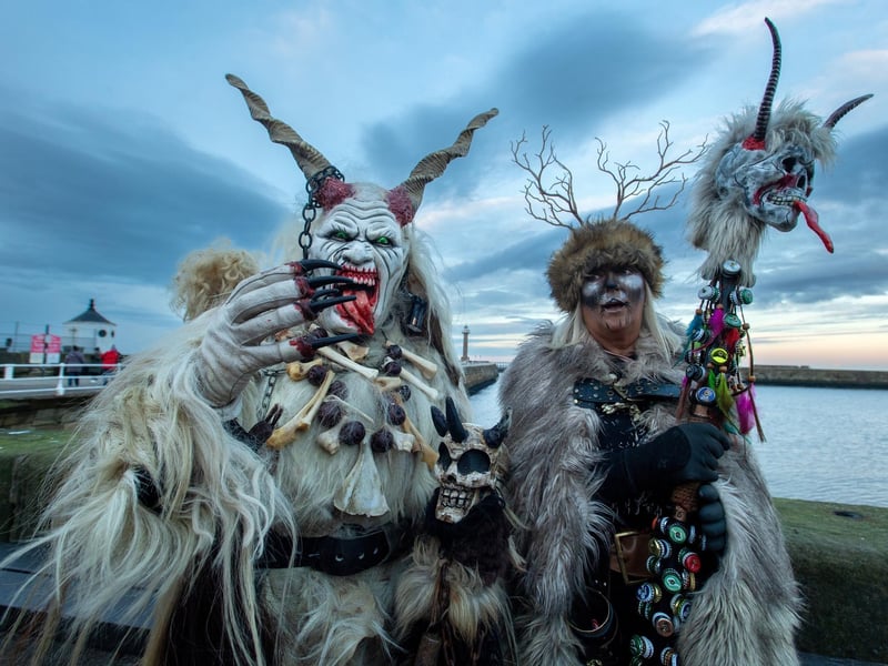 Krampus characters at Whitby Bandstand.
