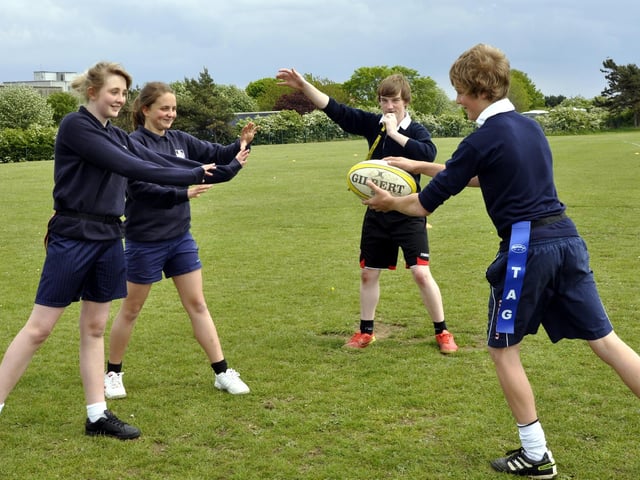 Rugby officials training course at Eskdale School. L-R: Shanie Dixon, Courtney Reid, Arron Leeman and Hamish Adamski, all 14.
Photo by Dave Barry, w111910b