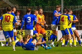 A flashpoint during the FA Cup replay between Whitby Town and Mossley. PHOTOS BY BRIAN MURFIELD