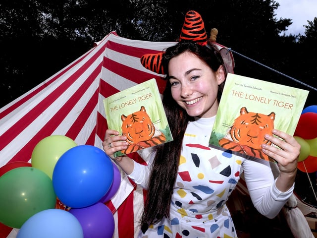 Scarborough author Terenia Edwards with her new book at the story tent.