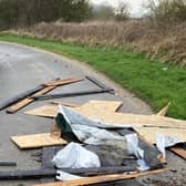The building waste dumped in a farm road in Thwing in March 2024.