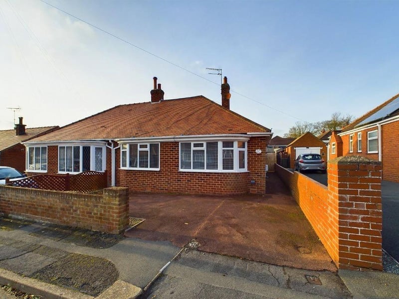 This two bedroom semi-detached bungalow is for sale with Hunters for £210,000.