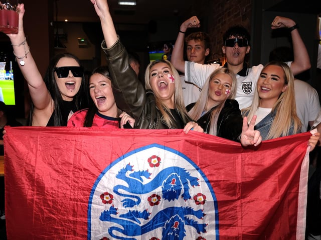 Cheering on Gareth Southgate's men at The Scarborough Flyer.