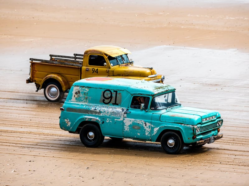 This years The Race the Waves Vintage Beach Race festival held on Bridlingon's south beach with over one hundred competitors taking part in the event from the early years of coastal motor racing to post-war American hot-rodders and drag racing culture. Picture By Yorkshire Post Photographer, James Hardisty. Date: 22nd April 2023.