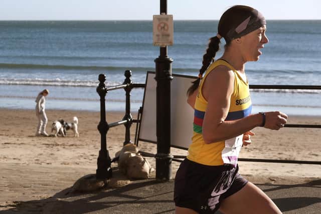 Scarboroughs 1st woman races to the finish