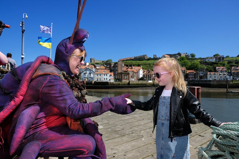 Whitby Fish and Ships Festival is on May 18 to 19 - here, a youngster meets a giant lobster on the quayside.
picture: Richard Ponter